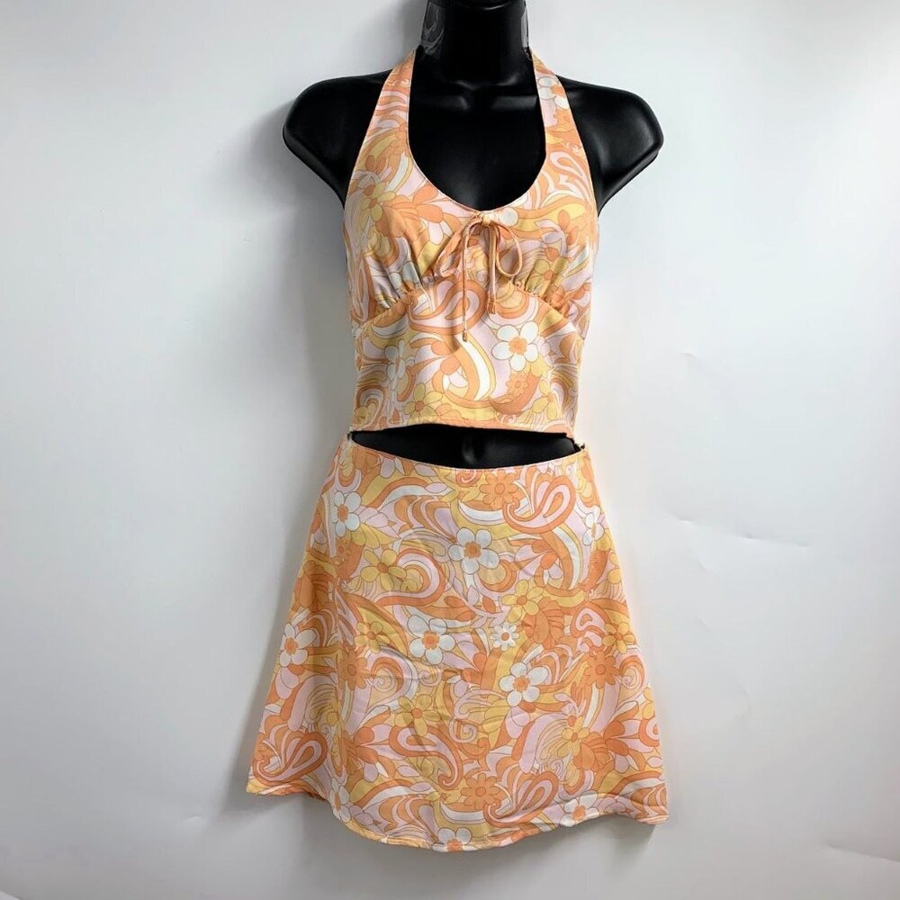 Hollister Women's Paisley Floral 2 Piece Skirt Tank Top Set Size XS/S